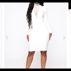 White bead neck dress